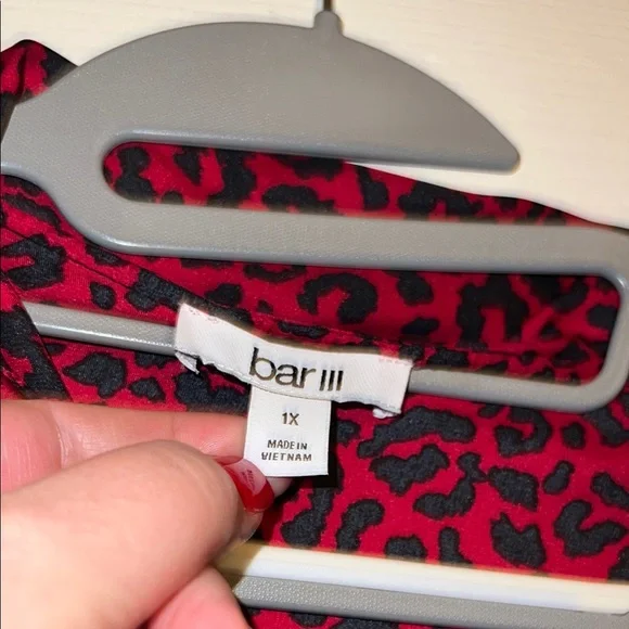 Bar III Red and Black Animal Print Top - Picture 2 of 9
